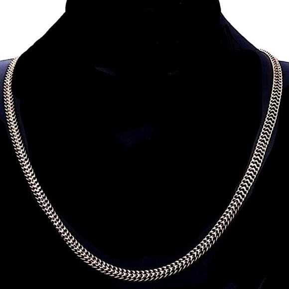 Rose Gold 6mm Double Weaving Chain Link Necklace - Picture 2 of 5